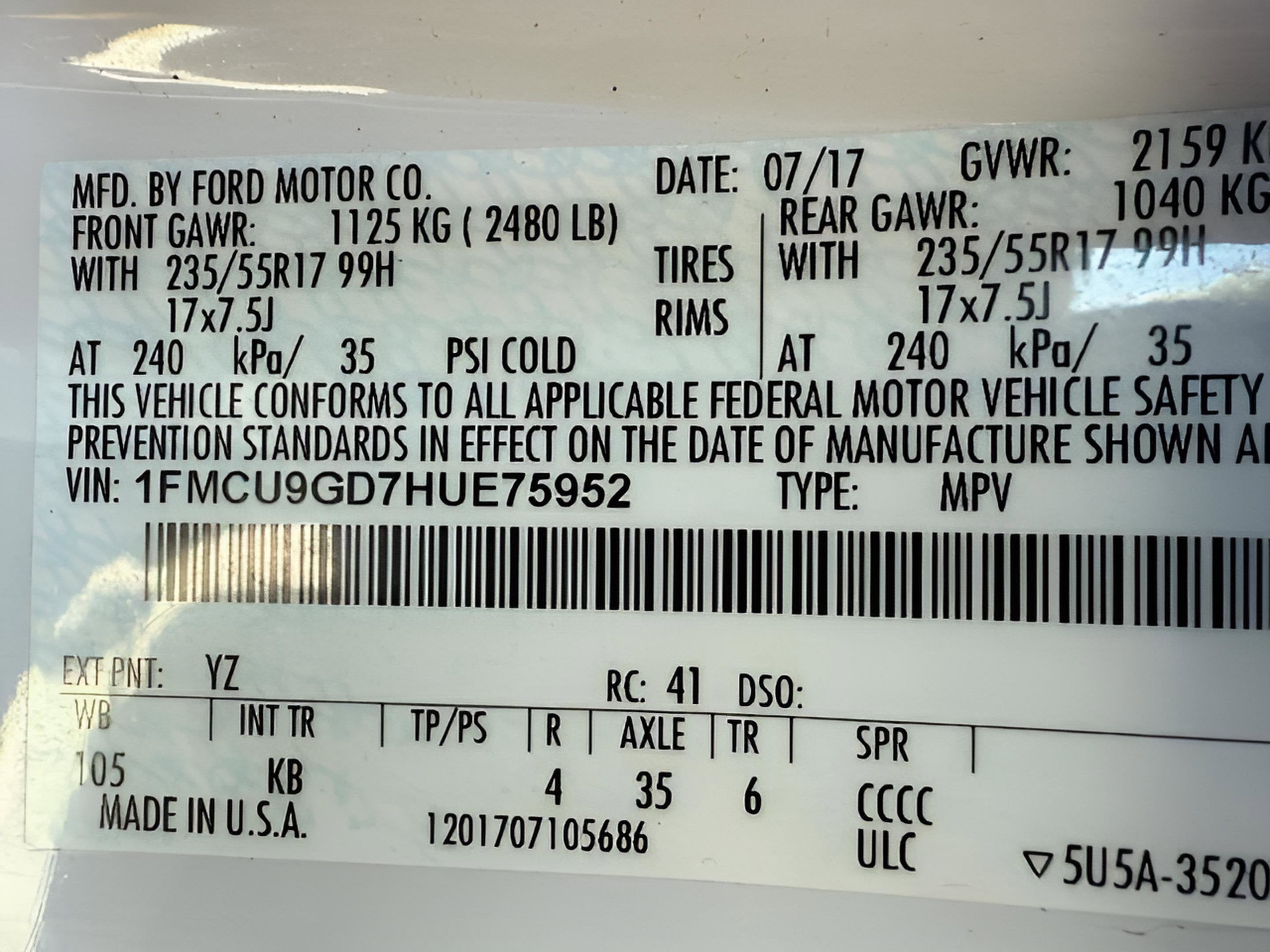 2017 Ford Escape SE