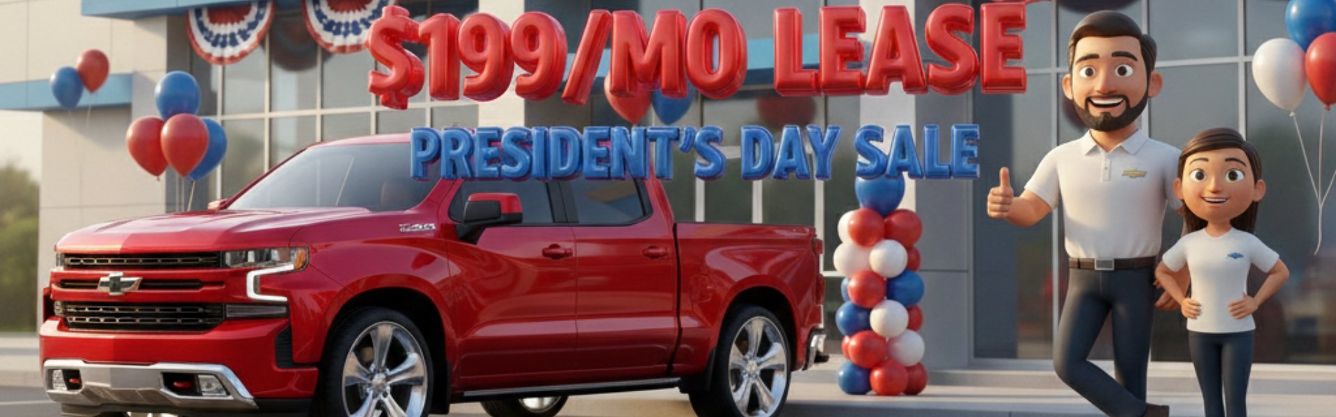 A 2026 Chevrolet Silverado parked in front of a car dealer